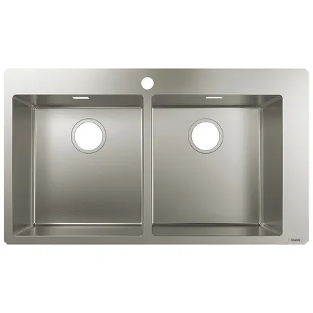 Hansgrohe SilicaTec Кухонная мойка, с 1 отв, 2 чаши, цвет: нерж сталь