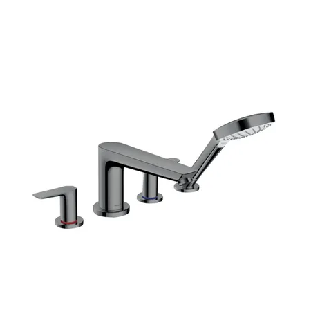 Hansgrohe Talis E Смеситель на борт ванны, на 4 отв, с ручным душем, излив, цвет: шлифованный черный хром