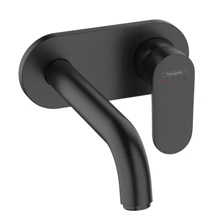 Hansgrohe Vernis Blend Смеситель для раковины, настенный, излив, внешняя часть, цвет: матовый черный