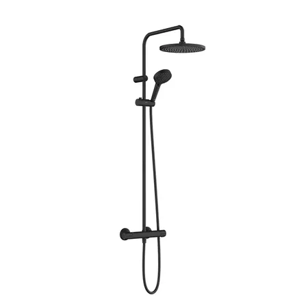 Hansgrohe Vernis Душевая система, настенная, с термостатическми смесителем, верхний душ, и ручным душем, цвет: матовый черный