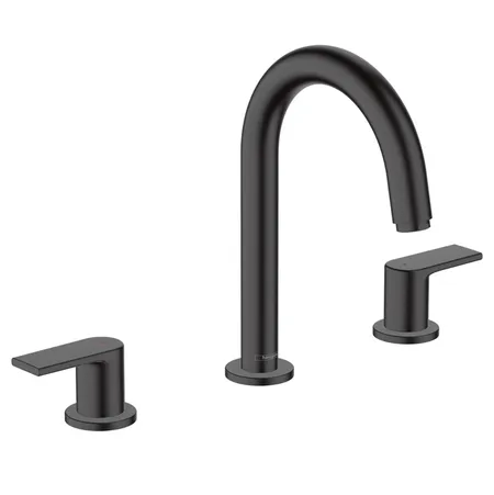 Hansgrohe Vernis Shap Смеситель для раковины, на 3 отв, с донным клапаном, цвет: матовый черный