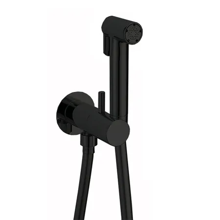 Cisal Shower Гигиенический душ со шлангом, вывод с держателем и встроенный прогрессивный картридж, цвет: черный матовый