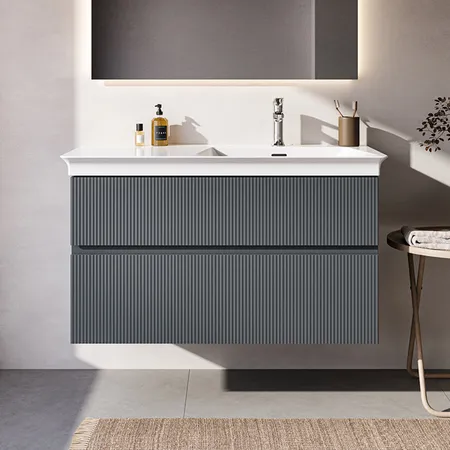 Ideal Standard Finesse Тумба с раковиной, подвесная, DX, 2 ящика, 1 отв, цвет: пепельно-голубой матовый