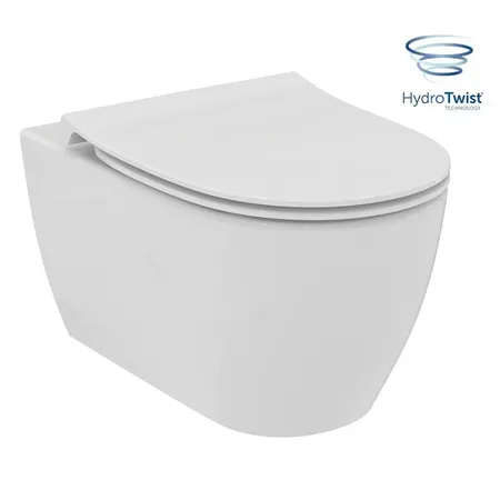 Ideal Standard I.life O Унитаз подвесной, безободковый, смыв HydroTwist, крепление, сиденье soft-close. цвет: белый