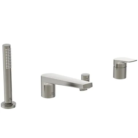 Ideal Standard La Dolce Vita Смеситель для ванны, на 4 отв, с ручным душем, цвет: PVD Silver Storm (Серебряный Шторм)