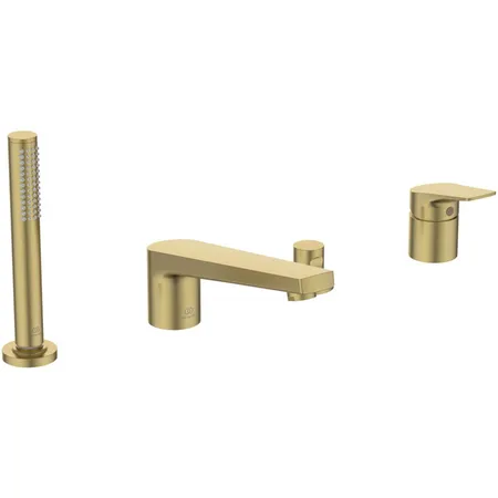 Ideal Standard La Dolce Vita Смеситель для ванны, на 4 отв, с ручным душем, цвет: PVD Brushed Gold (Шлифованное Золото)
