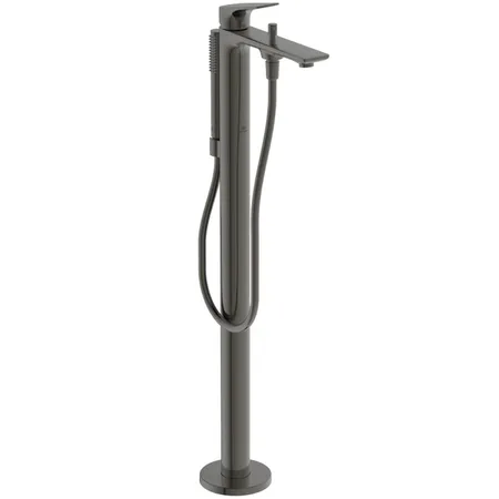 Ideal Standard La Dolce Vita Смеситель для ванны, напольный, ручной душ Stick, шланг для душа Idealflex, для монтажа с A6133NU, цвет: PVD Magnetic Grey