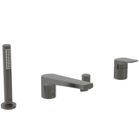 Ideal Standard La Dolce Vita Смеситель для ванны, на 4 отв, с ручным душем, шланго для душа, цвет: PVD Magnetic Grey