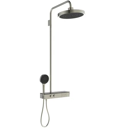 Ideal Standard Solos Душевая система, с термостатическим смесителем для душа, держатель для лейки, верхний душ, ручная душевая лейка, шланг, цвет: PVD Silver Storm (Серебряный Шторм)