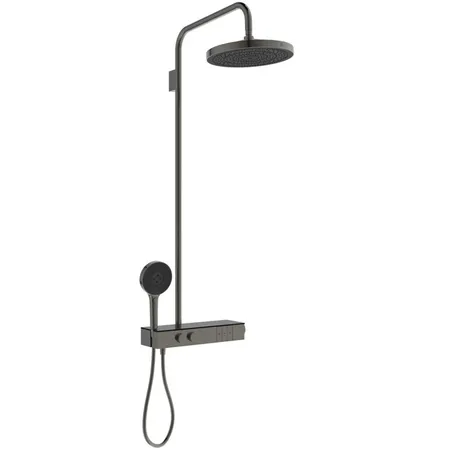 Ideal Standard Solos Душевая система с термостатическим смесителем, держатель для лейки, 3-функциональный (Rain, Silkrain, SecondSkin) круглый пластиковый верхний душ, ручной душ 3-х фукциональный, шланг, цвет: PVD Magnetic Grey