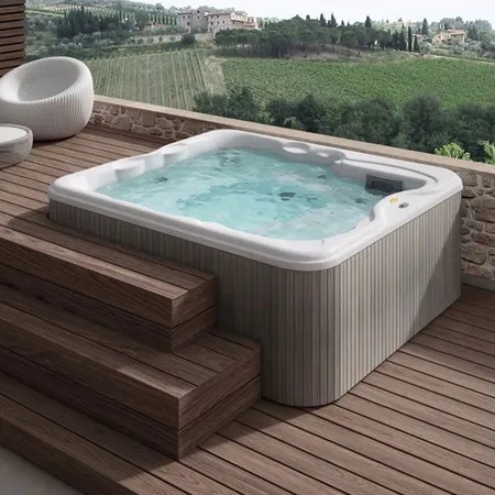 Jacuzzi Lodge L Минибассейн, отдельностоящий, c г/м Hydro+Blower, утеплитель Eco Shield, панель Sillwer wood, цвет акрила: Platinum