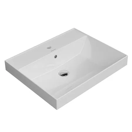 Kerama Marazzi Cubo Раковина, подвесная, мебельная, 1 отв, с переливом, цвет: белый глянцевый