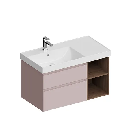 Kerama Marazzi Cubo Тумба подвесная, левая, цвет: мальва матовая / орех