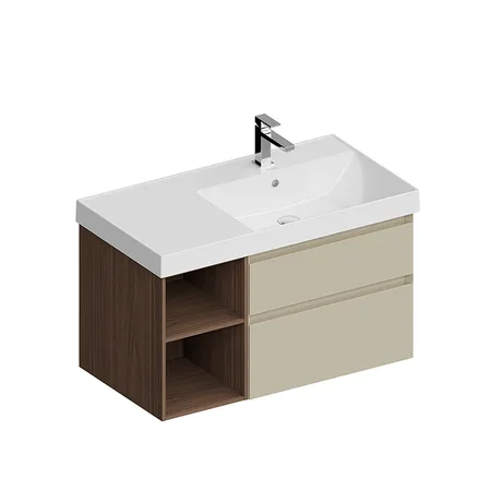 Kerama Marazzi Cubo Тумба подвесная, правая, цвет: лимо матовая / орех