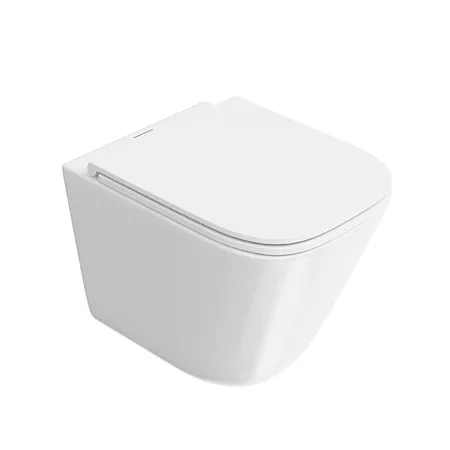Kerama Marazzi Cubo Унитаз, подвесной, смыв торнадо, с крепежом и сиденьем, цвет: белый глянцевый