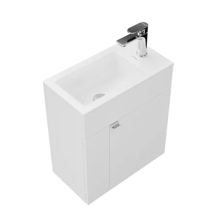 Kerama Marazzi Lato Тумба подвесная с раковиной, с дверцей, цвет: белая глянцевая