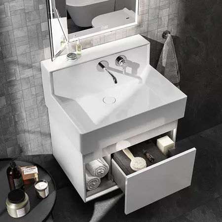 Kerama Marazzi Logica M Тумба подвесная, с раковиной, цвет: белоснежный