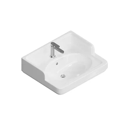 Kerama Marazzi Pompei Раковина, подвесная, мебельная, 1 отв, с переливом, цвет: белый глянцевый