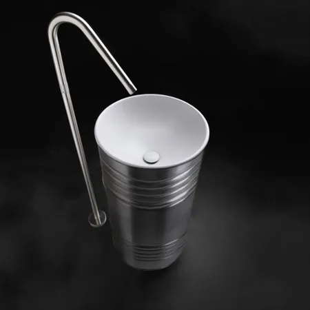 Kerasan Artwork Barrel Раковина, без отв, напольная, слив в стену, цвет: белый/серебро