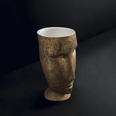 Kerasan Artwork Раковина, без отв, свободностоящая "MOLOCO", слив в стену, цвет: белый/античное золото