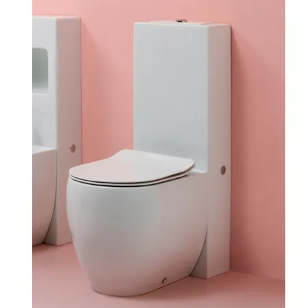 Kerasan Flo унитаз приставной, слив в стену, с бачком напольным, с белым сиденьем Slim