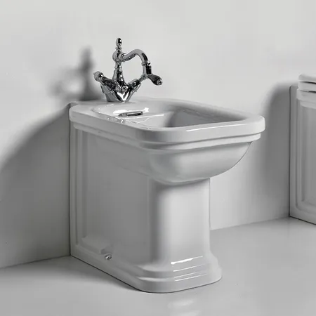 Kerasan Waldorf Биде напольное пристенное с 1 отв. под смеситель, цвет: белый/хром