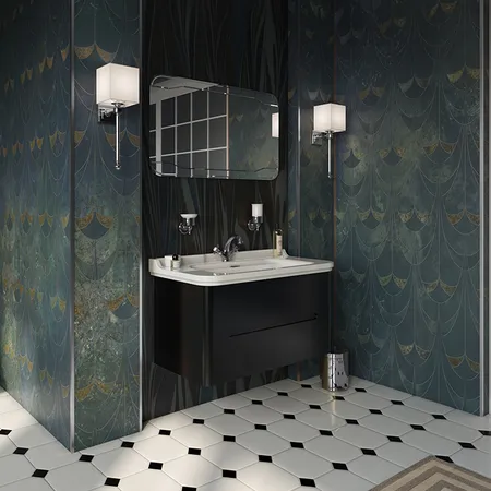 Kerasan Waldorf Комплект подвесной мебели, с 2-мя ящиками, цвет: черный матовый