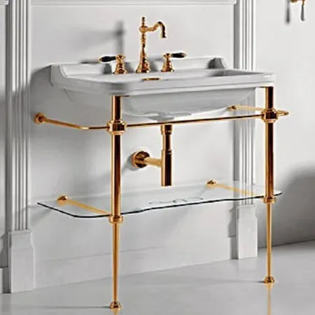 Kerasan Waldorf Консоль с раковиной и зеркалом, на 1 отв, напольная, цвета консоли: oro