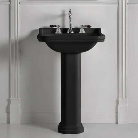 Kerasan Waldorf Раковина, 1 отв, с пьедесталом, керамическая, цвет: черный/хром