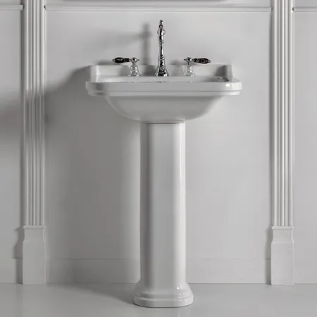 Kerasan Waldorf Раковина, 3 отв, с пьедесталом, цвет: белый/хром