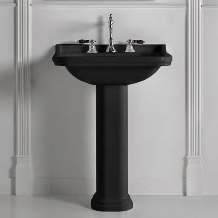 Kerasan Waldorf Раковина, 1 отв, с пьедесталом, керамическая, цвет: черный/хром
