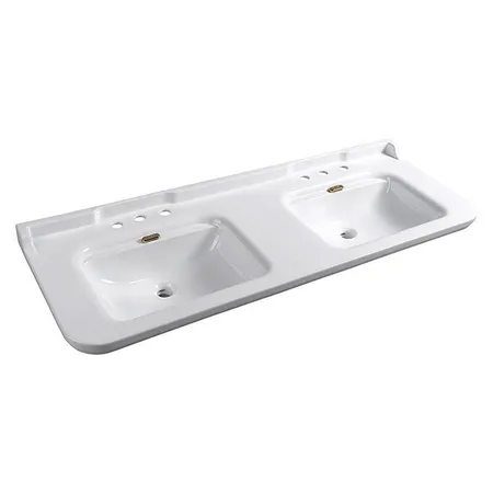 Kerasan Waldorf Раковина, 3 отв, двойная, керамическая, цвет: белый/бронза