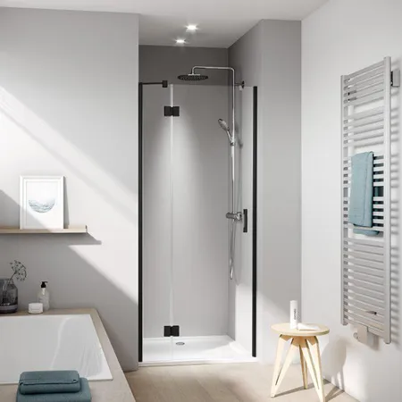 Kermi LIGA Дверь в нишу c непод.сегментом LI SFL 1200x2000, Schwarz Soft+прозрачное стекло с Kermiclean