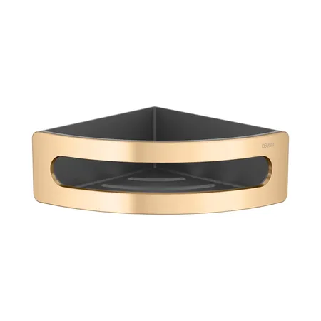Keuco Elegance Полочка для душа, подвесная, угловая, цвет: brushed brass/anthracite