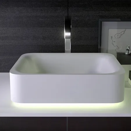 KNIEF Shine Раковина, без отв, накладная, без перелива, с LED подсветкой, цвет: белый матовый