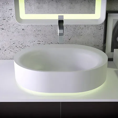 KNIEF Moon Раковина, без отв, накладная, с LED подсветкой, цвет: белый матовый