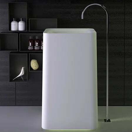 KNIEF Shine Раковина, без отв, с выпуском в пол, с LED подсветкой, цвет: белый матовый