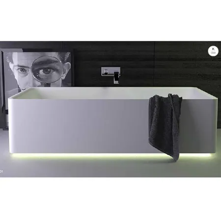 KNIEF Shine Ванна отдельностоящая со сливом, с LED подсветкой, цвет: белый матовый