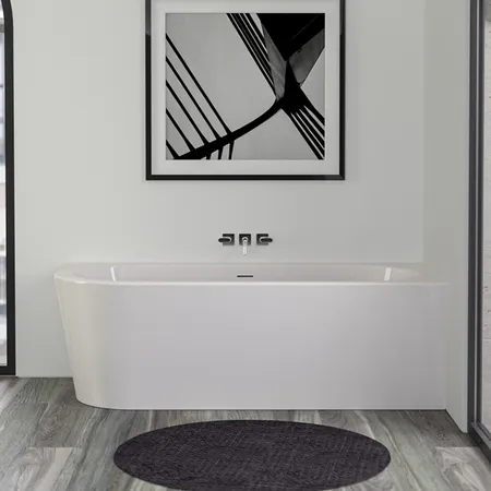 KNIEF Wall Corner L Ванна пристенная, с круглым переливом, с комплектом крепл.к стене, без сл-перелива, цвет: белый