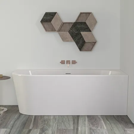 KNIEF Wall XS Corner L Ванна в правый угол, с щелевым переливом, без сл-пер, цвет: белый