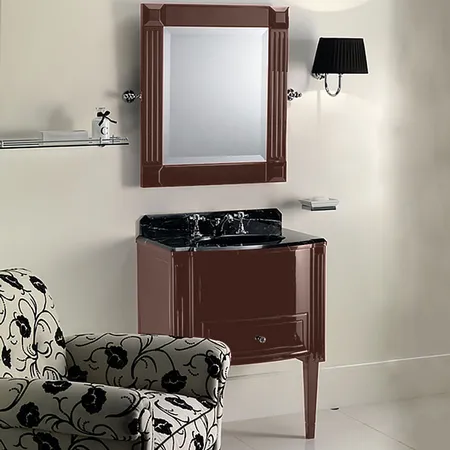 Devon&Devon Domino,Комплект мебели, тумба напольная со столешницей Nero Marquina и встроенной раковиной черной, Цвет: fango