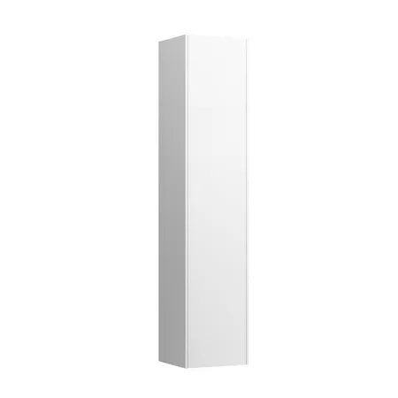 Laufen Base высокий шкаф, 1 дверца, DX, 1 фиксированная полка, 4 стеклянные полки, дизайн совпадает с комбинированными раковинами, цвет: белый глянцевый