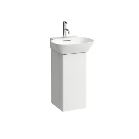 Laufen INO Тумба с раковиной, с 1 дверцей, с сифоном, с 4 полками, SX, подвесная, покрытие LCC, цвет: белый матовый
