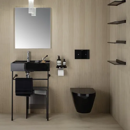 Laufen Kartell Раковина, с 1 отв, без перелива, полка справа, цвет: черный глянцевый