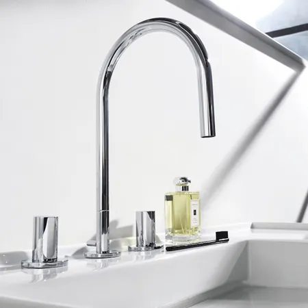 Laufen Kartell Смеситель для раковины на 3 отв, без донного клапана, поворотный излив, цвет: хром