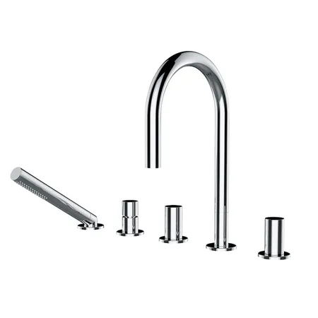 Laufen Kartell Смеситель на борт ванны, на 5 отв, с ручным душем, излив, цвет: хром
