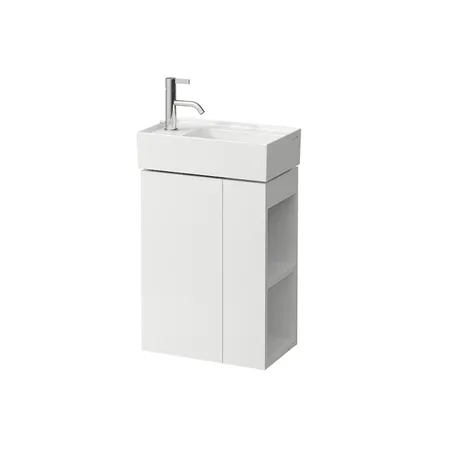 Laufen Kartell Тумба c раковиной, петли слева, полка открытая справа, цвет: белый матовый