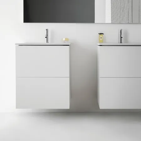 Laufen Kartell Тумба с керамической раковиной, с 2 выдвиж. ящиками с 1 отв. под смеситель, подвесная, цвет: белый матовый