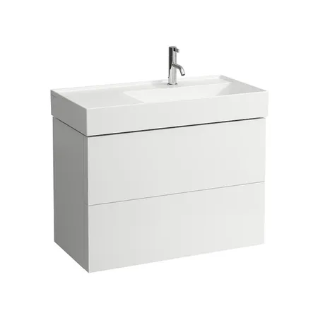 Laufen Kartell Тумба с раковиной, 2 ящика, с полочкой слева, цвет: белый матовый