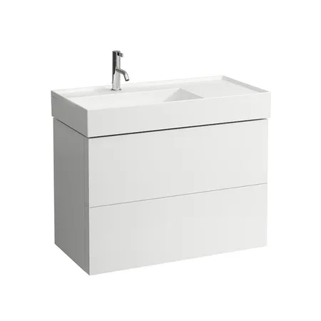 Laufen Kartell Тумба с раковиной, 2 ящика, с полочкой справа, цвет: белый матовый